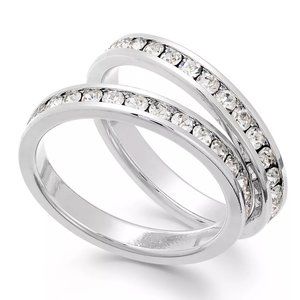 Charter Club Glass Stone Infinity Rings Duo in Fine Silver Plate Size 9 Size 6